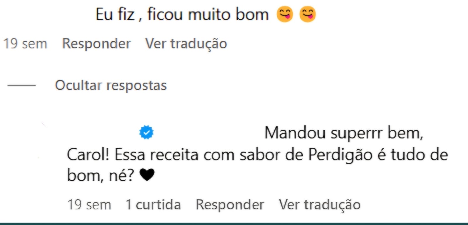 Prints de comentários adicionais
